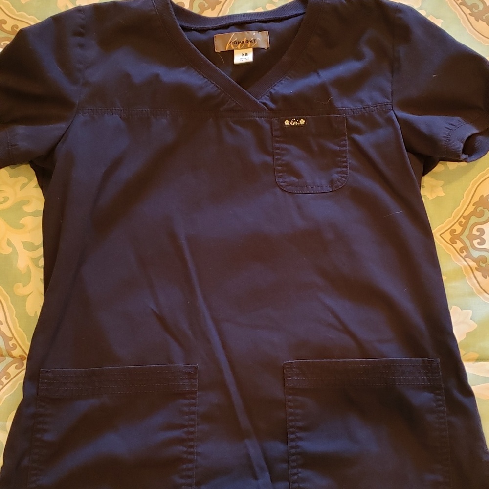 Koi Comfort Navy Scrubs Top and Bottom Set  PETITE